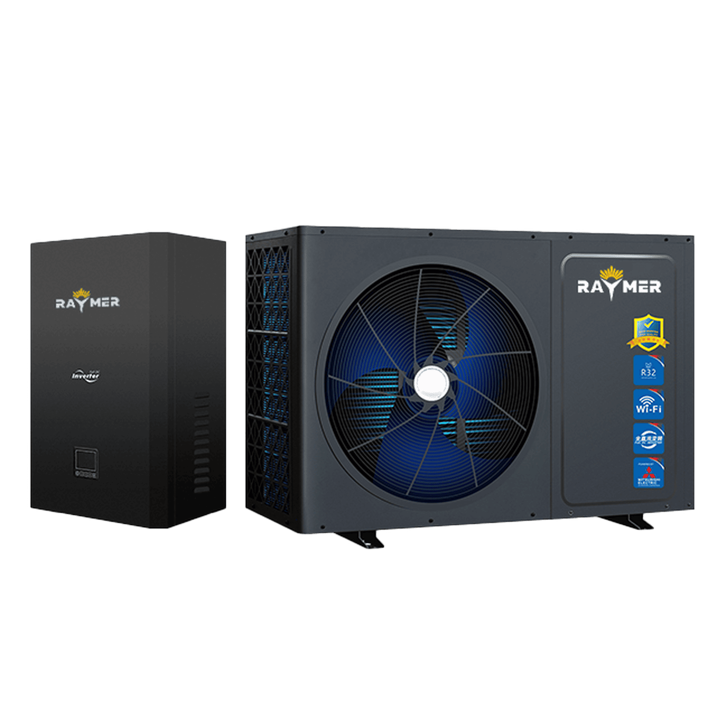 Інверторний тепловий насос Raymer RAY-10DS2-EVI на 10 кВт, повітря-вода, до -30 °C, спліт-система до 120 кв.м., 220V